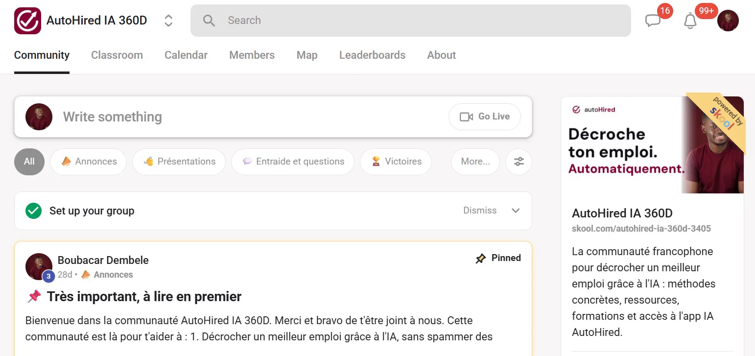 Visuel : le fil de la communauté